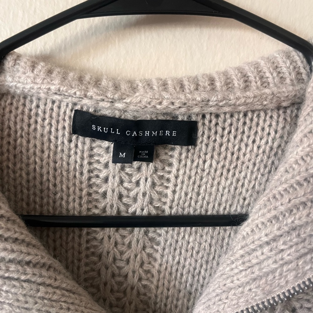 Skull Cashmere Taupe Cable Knit Turtleneck Sweater - Picture 10 of 10